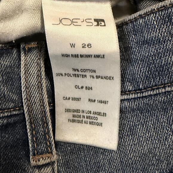 Joe's Jeans High Rise Skinny Ankle Siyeh Blue Distressed Hem Stretch Jeans 26 - Picture 12 of 14